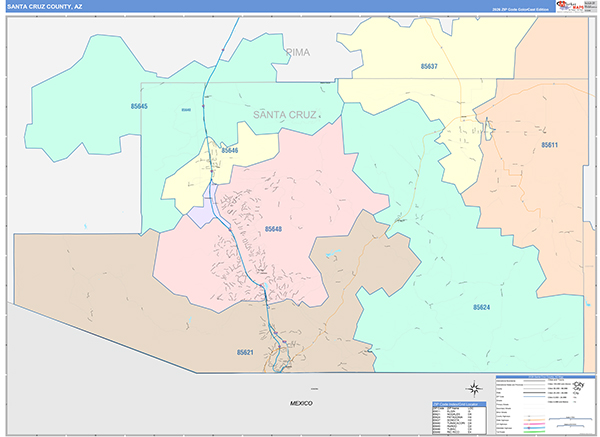 Santa Cruz County, AZ Zip Code Map